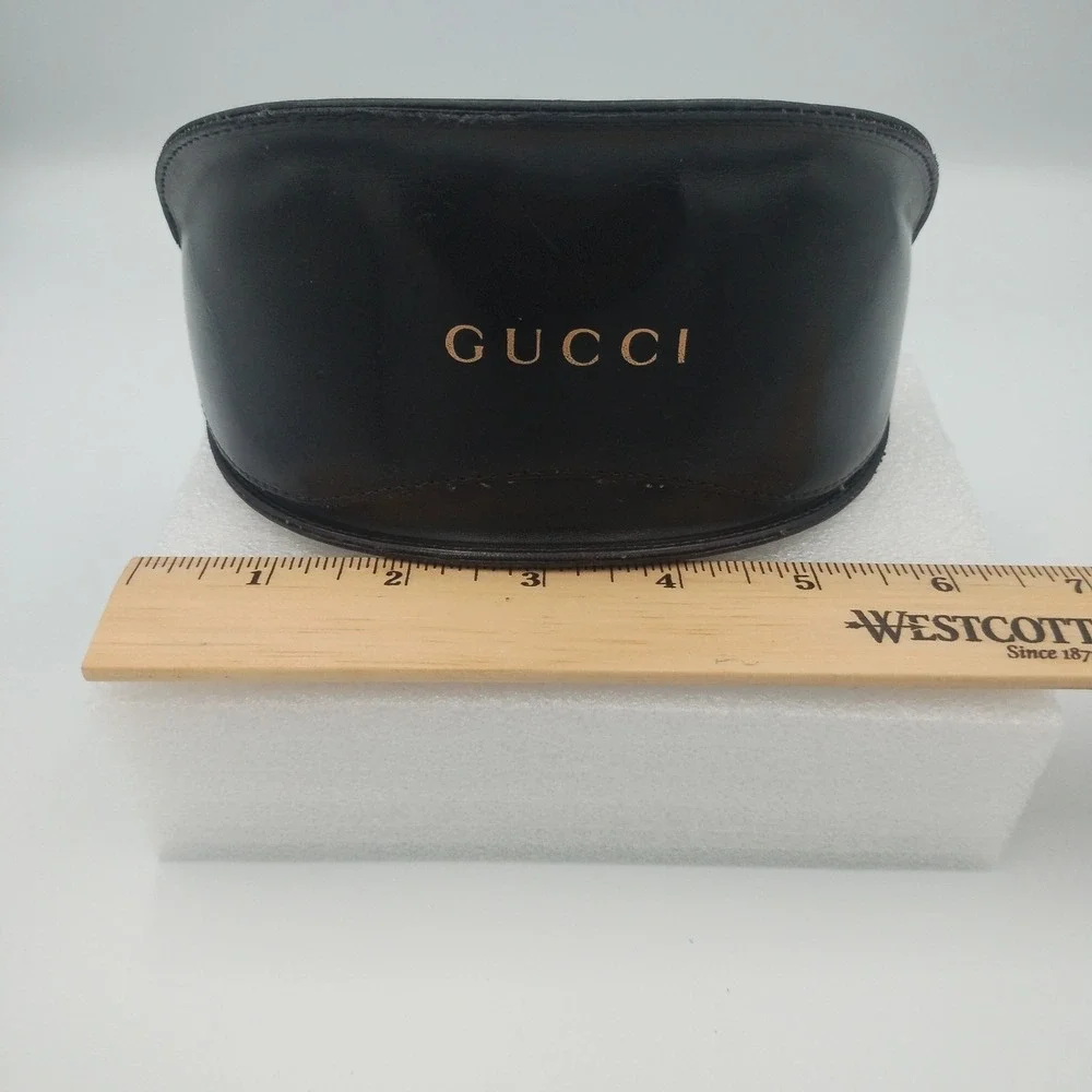 Vtg Gucci Leather Large Sunglasses Case Black Soft Flip Clam Shell Protection